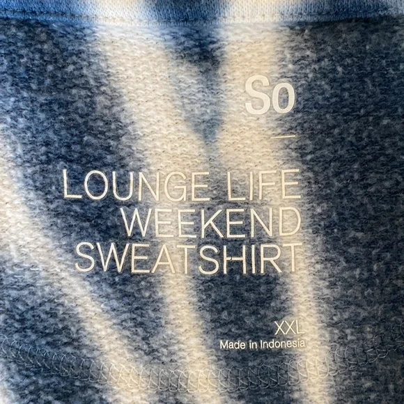 SO Lounge Life Weekend Sweatshirt, blue/white tie dye, size XXL - Picture 5 of 6